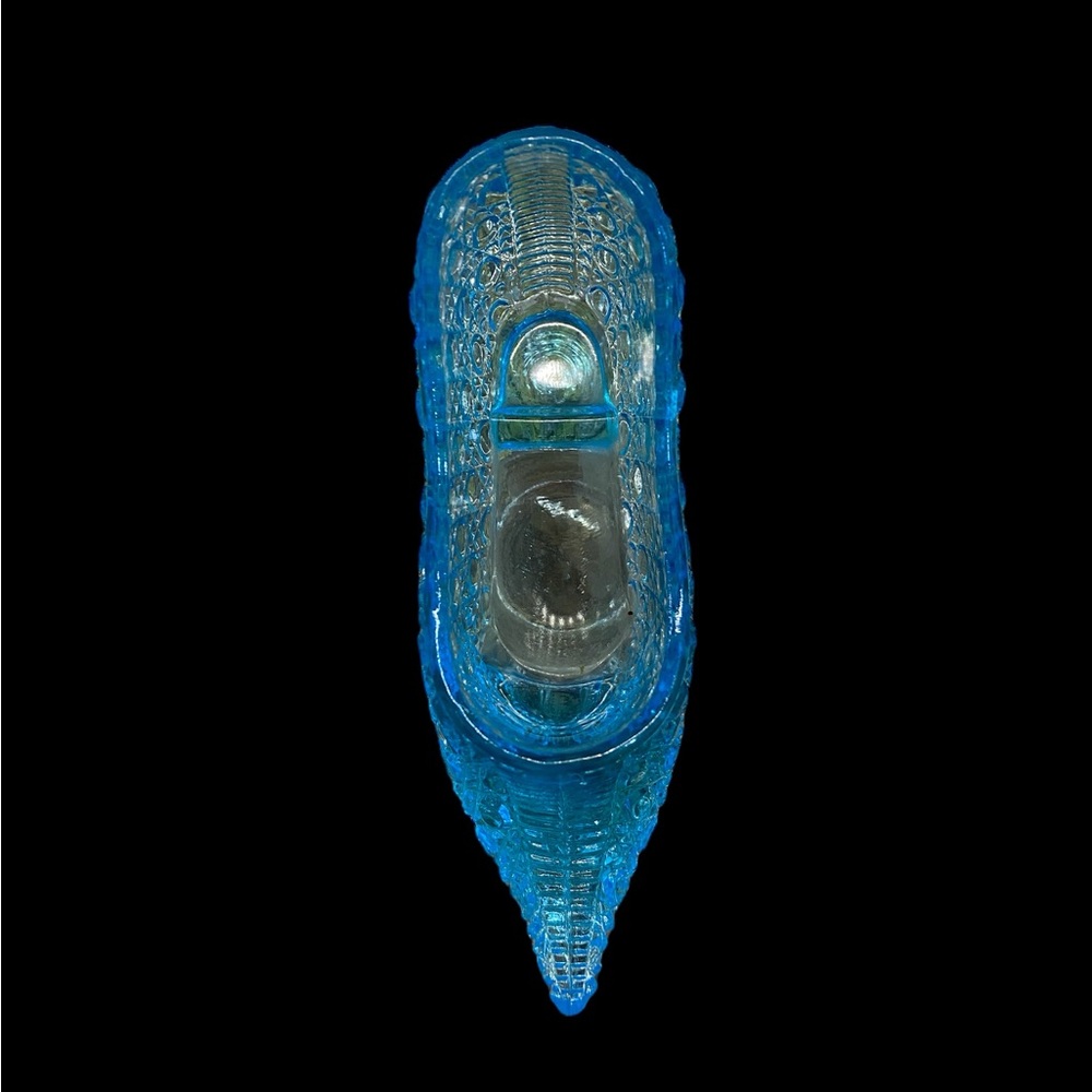 Bryce Bros 1880s Blue Turquoise Cane Glass Slipper Shoe EAPG Antique MINT - Picture 4 of 6
